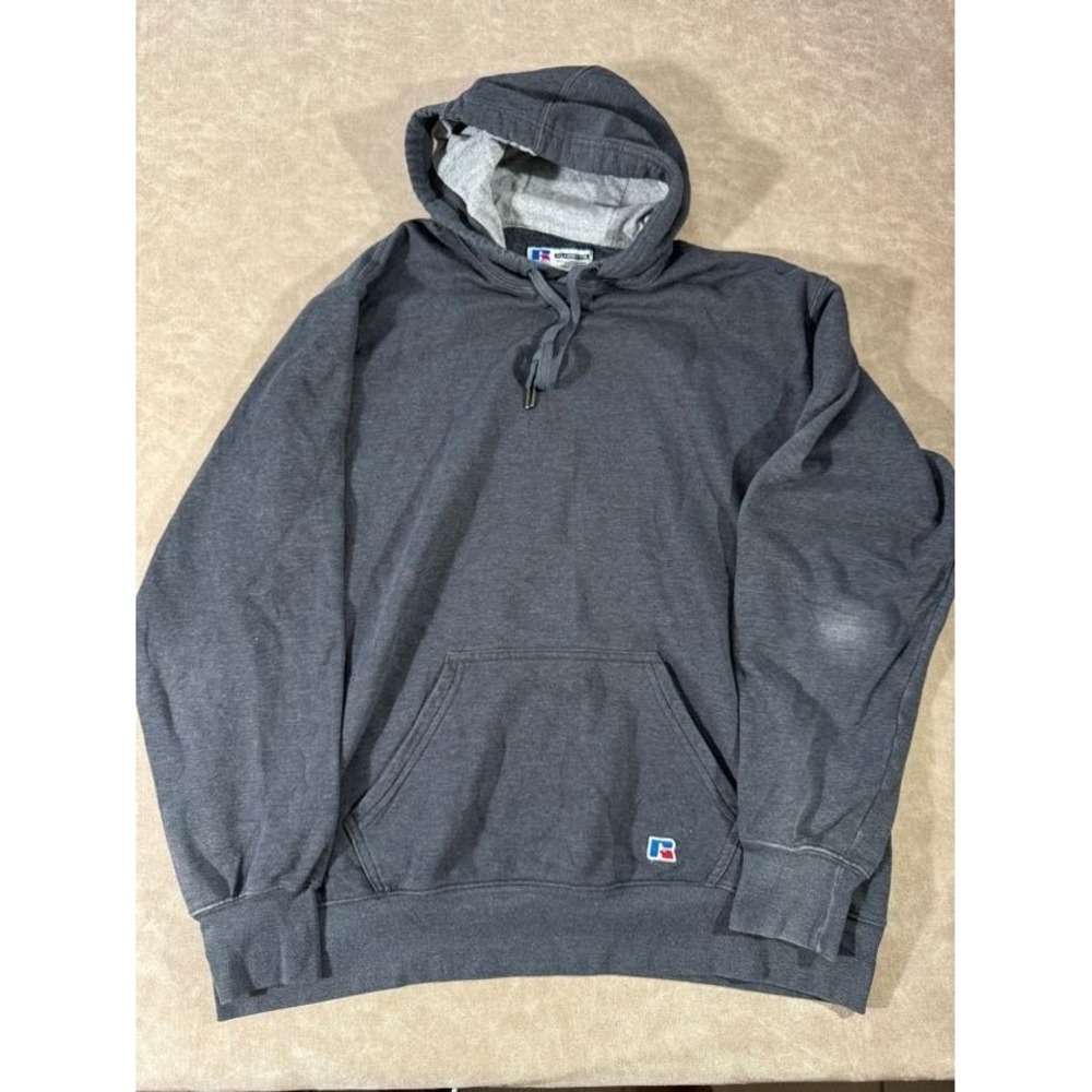Russell Athleticโ Mens Fleece Hoodie Sweatshirt Embroidered Logo Gray XXL